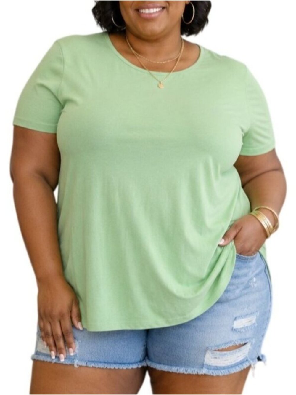 Monterey Bay Plus Size XXL Top Green Cotton T-Shirt Relaxed Fit Crewneck